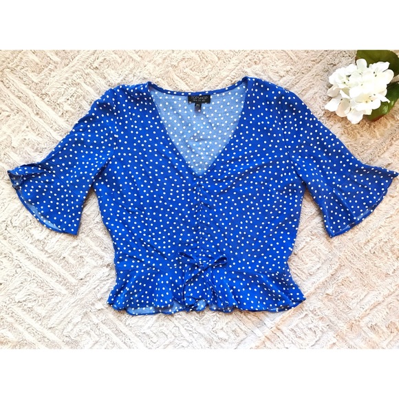 Topshop Tops - Polkadot V Neck Crop Top